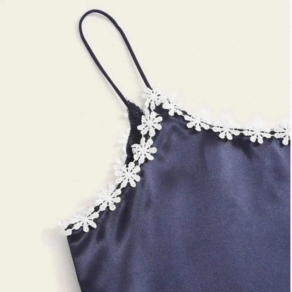 NAVY SATIN SHORTS PJ SET -New - Picture 3 of 6